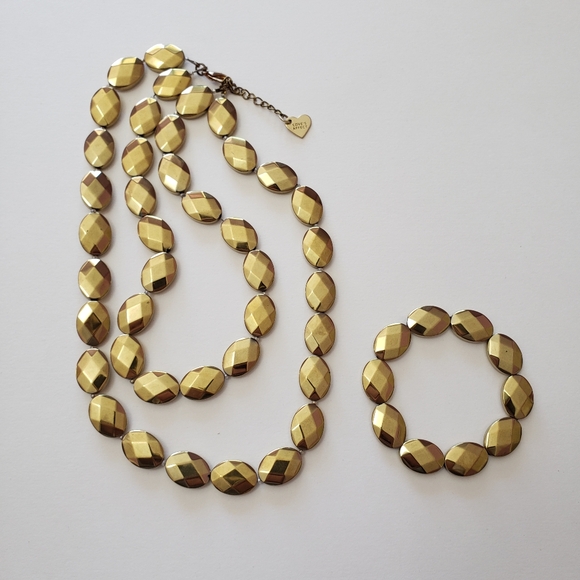 Love's Affect Heavy Gold Iron Pyrite Necklace and stretch bracelet - Picture 3 of 11